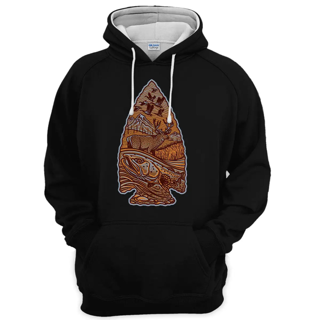Arrowhead Landscape, Unisex Hoodie, Elk, Trout