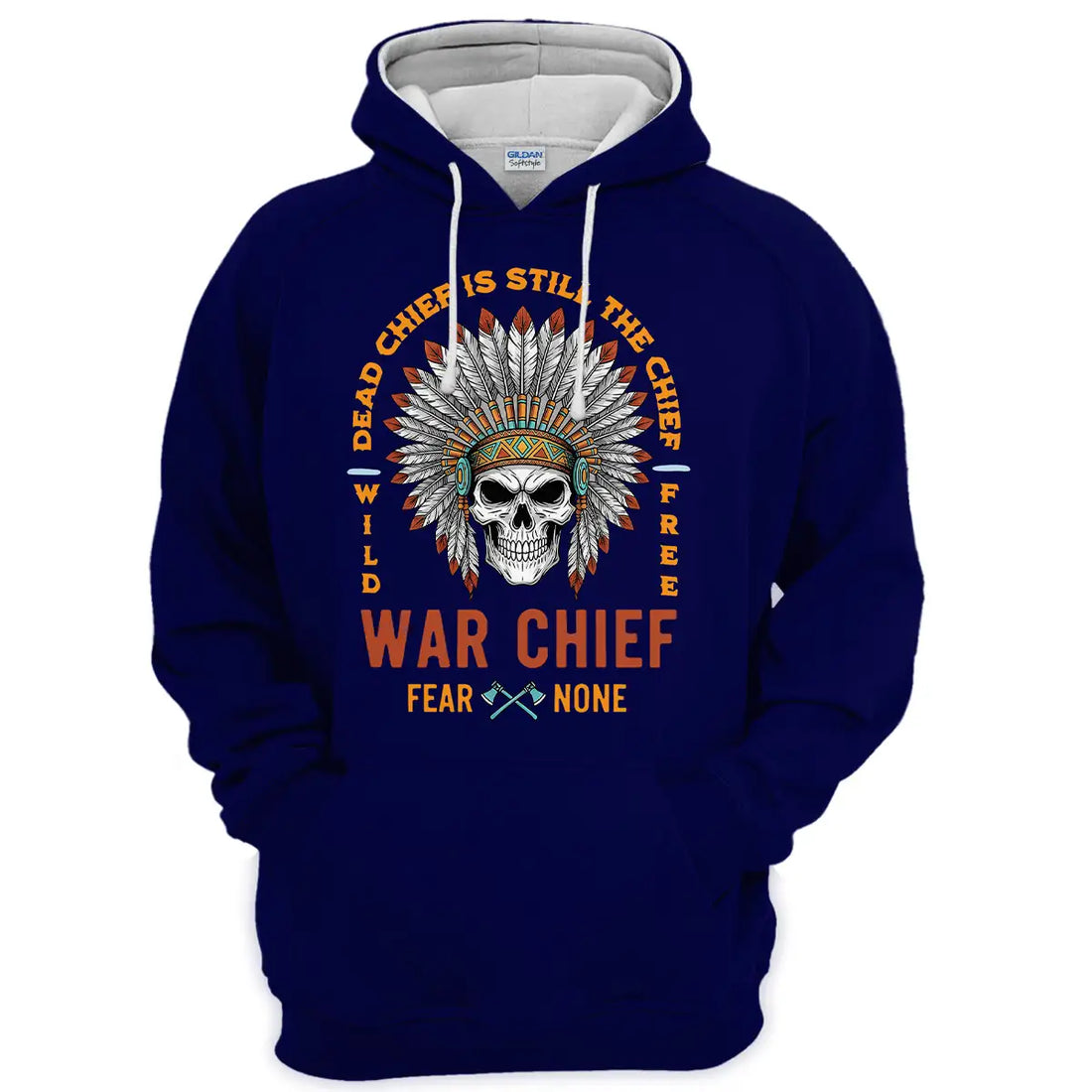 War Chief Skull Headdress Fear None Quote Hoodie, Halloween Native American Jacket