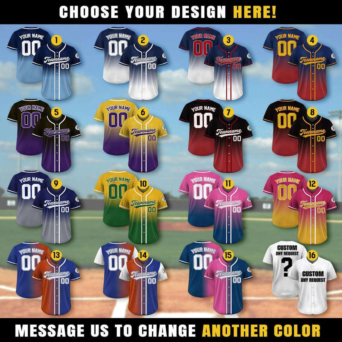 Personalized Baseball Hawaii Shirt, Custom Name & Number Team Jersey Style Hawaiian Shirt, Gradient Sports Aloha Shirt