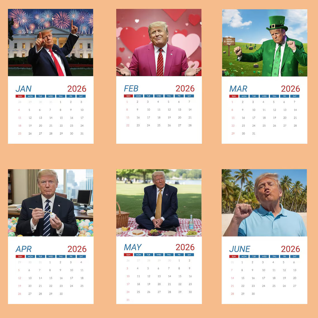 Funny Anti Trump Calendar 2026, Trump Meme Wall Calendar, Friends and Office Decor