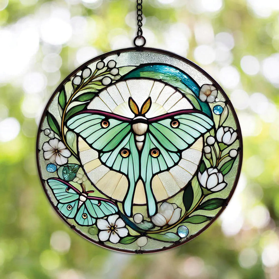 Luna Moth Butterfly Glass Effect Hanging Sign, Acrylic Window Hanging, Memorial Suncatcher, Sympathy Gift, Loss of Dad, Loss of Mom