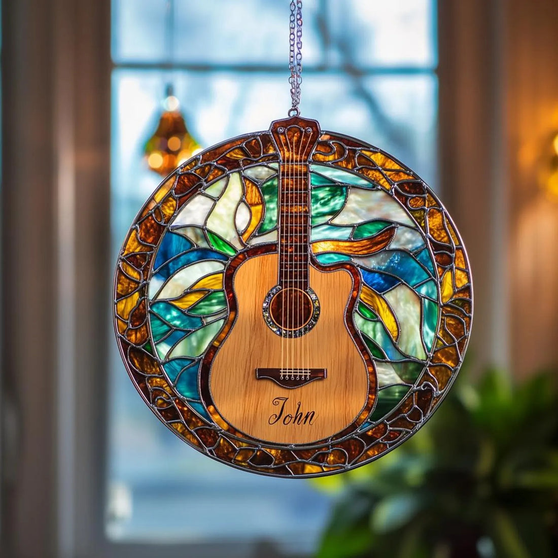 Personalized Guitar Suncatcher Window Hanging Musical Instrument Acrylic Ornament Music Lover Gift Guitar Lover Gift