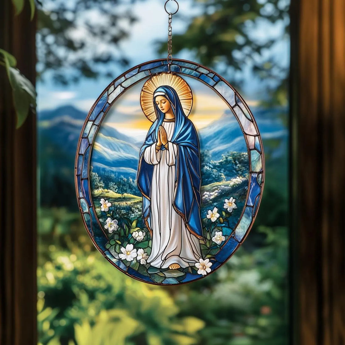 Virgin Mary Christmas Acrylic Window Hanging Suncatcher Ornament, Opaque Acrylic Virgin Mary Ornament Christmas Ornament Mother of Jesus