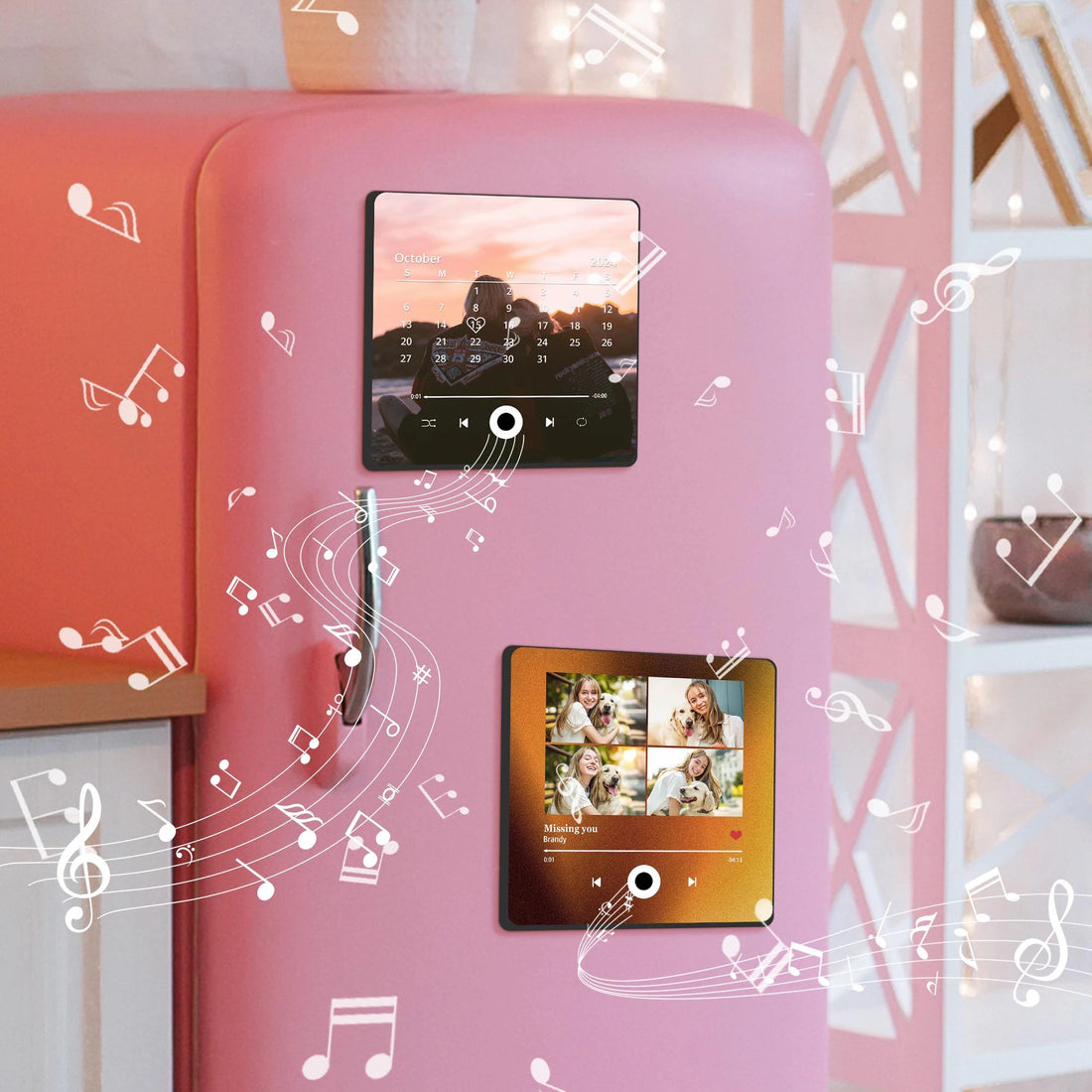 Personalized Collage Photo Album Music Fridge Magnet Customized Music Song Magnets Anniversary Gifts for Couples Valentine Gift for Her