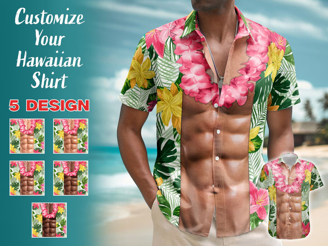 Funny Muscle Hawaiian Shirt, Custom Abs Body Aloha Shirt