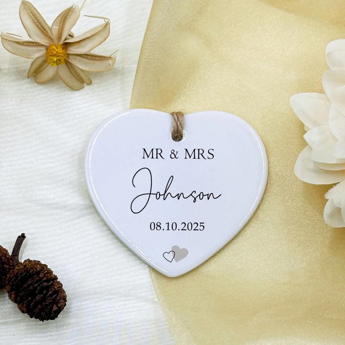 Mr Mrs Ornament, Wedding Gift, Engagement Gift, Personalized First Christmas Keepsake, Our 1st Christmas Mr & Mrs Ornament, Newlywed Gift