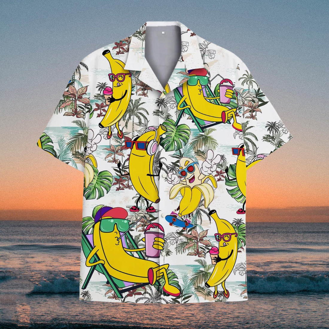 Funny Banana Hawaiian Shirt, Cool Cartoon Banana Aloha Shirt, Summer Beach Party Shirt
