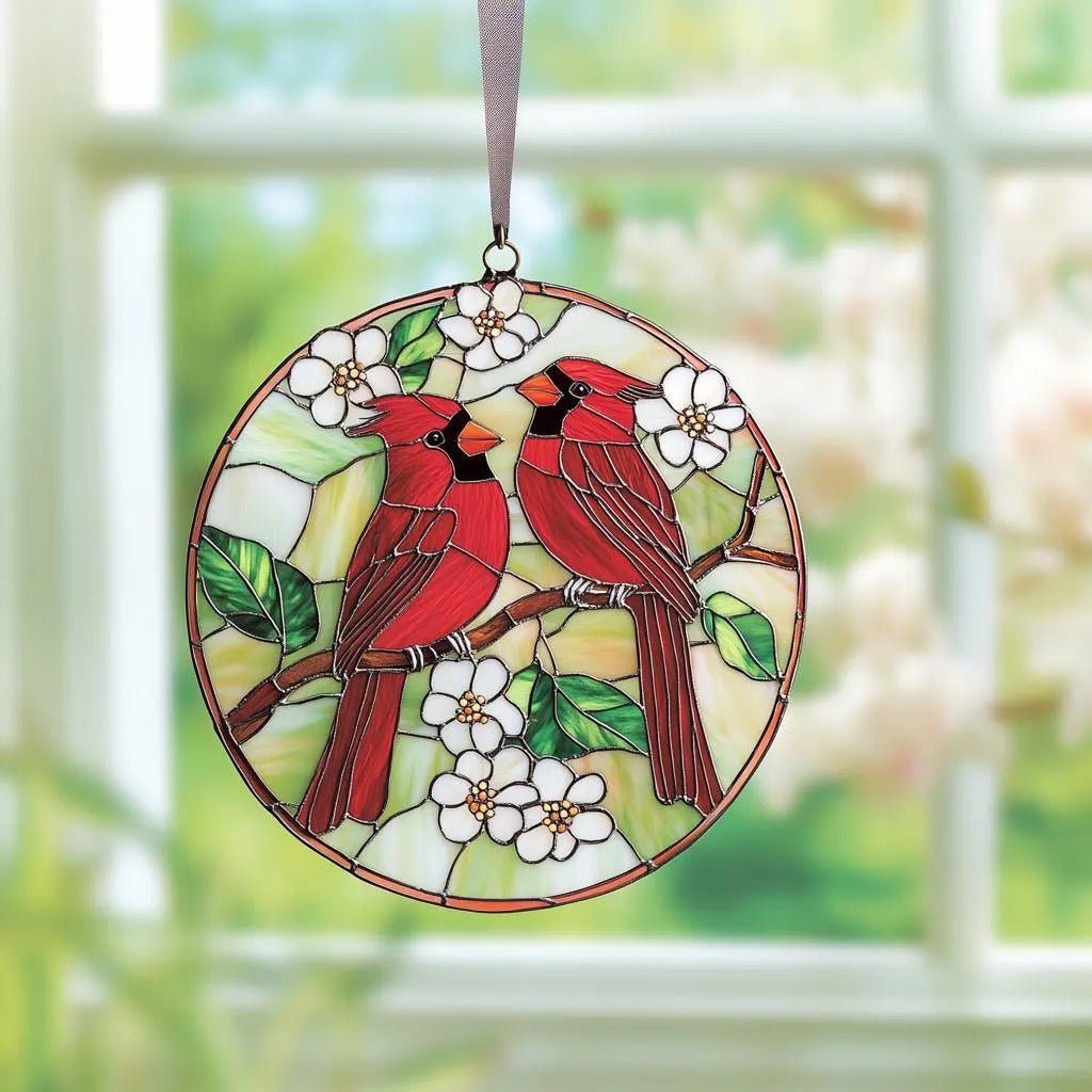 Red Cardinal Acrylic Suncatcher Window Hanging Red Bird Suncatcher Cardinal Bird ornament Decor Personalize Cardinal Gifts