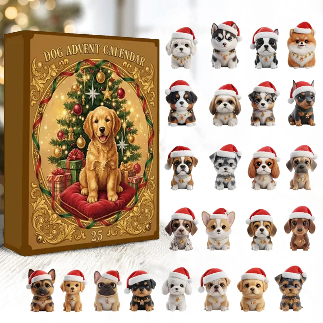 Cute Small Puppies Ornament Advent Calendar, 2025 Advent Calendar, Christmas Countdow Calendar