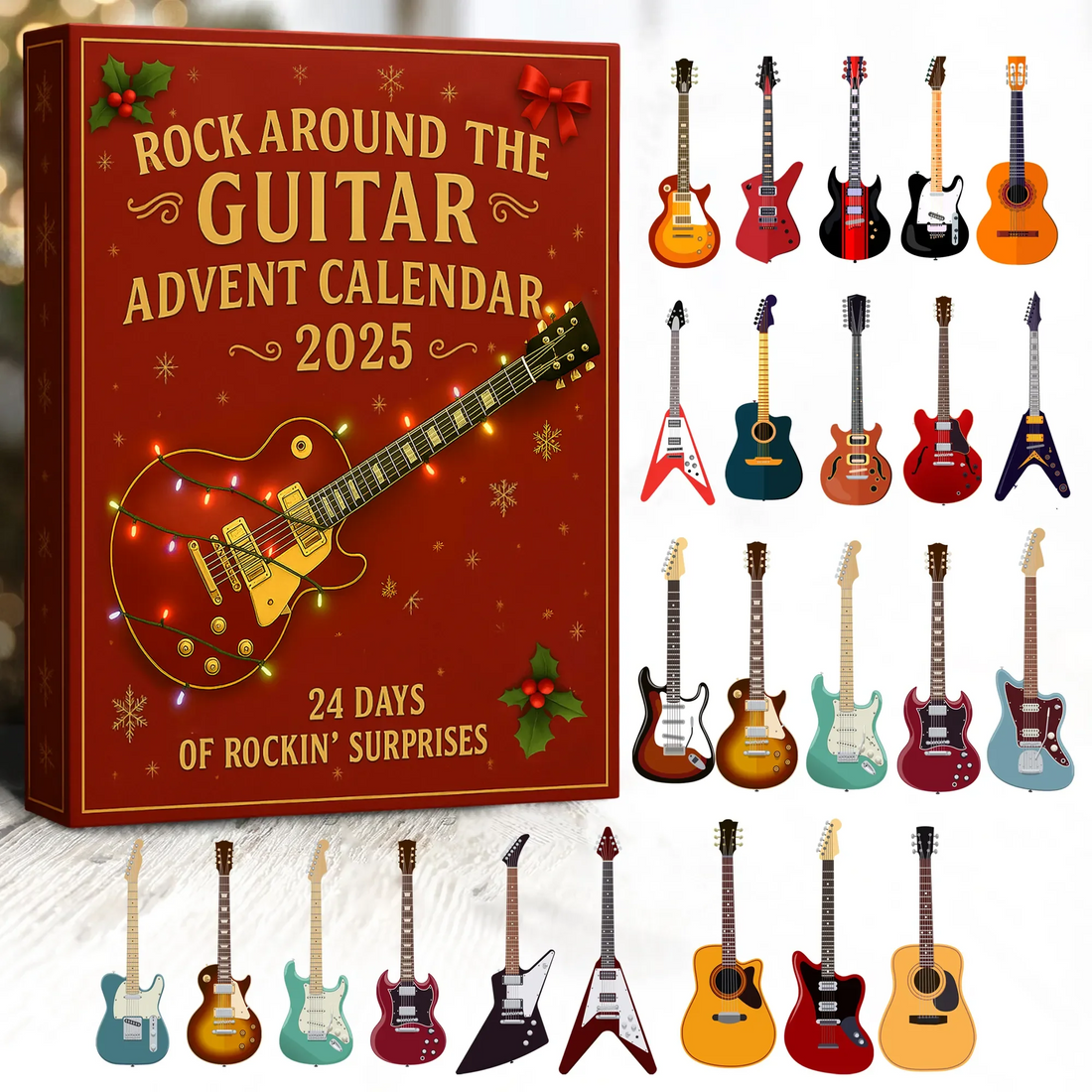 Rock Guitar Ornament Advent Calendar, 2025 Advent Calendar, Christmas Countdow Calendar
