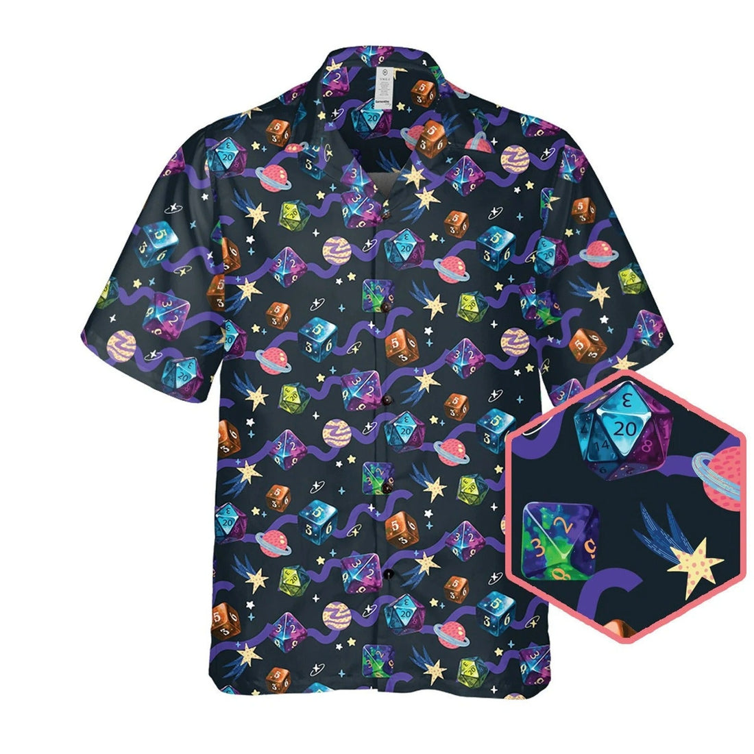 Space Dice Hawaiian Shirt, Fantasy RPG Galaxy Gamer Aloha Shirt
