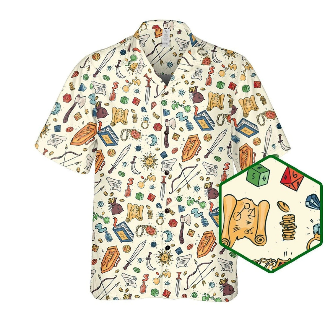 RPG Hawaiian Shirt, Dice Magic Adventure Aloha Shirt for Gamers