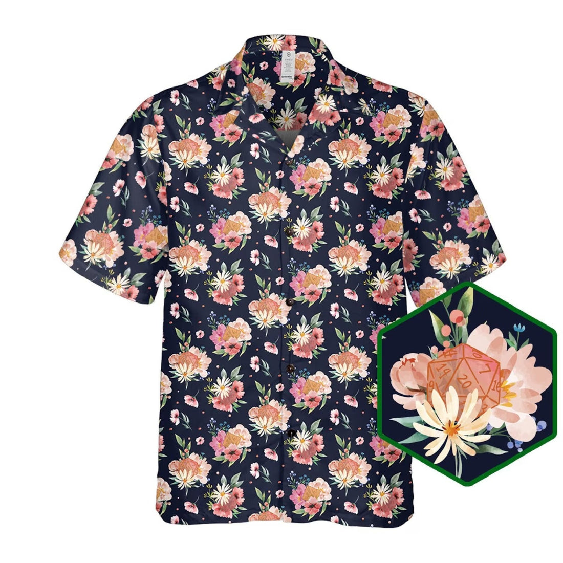 Floral Dice Hawaiian Shirt, Cute Gamer Aloha Shirt, Fantasy Gift Shirt