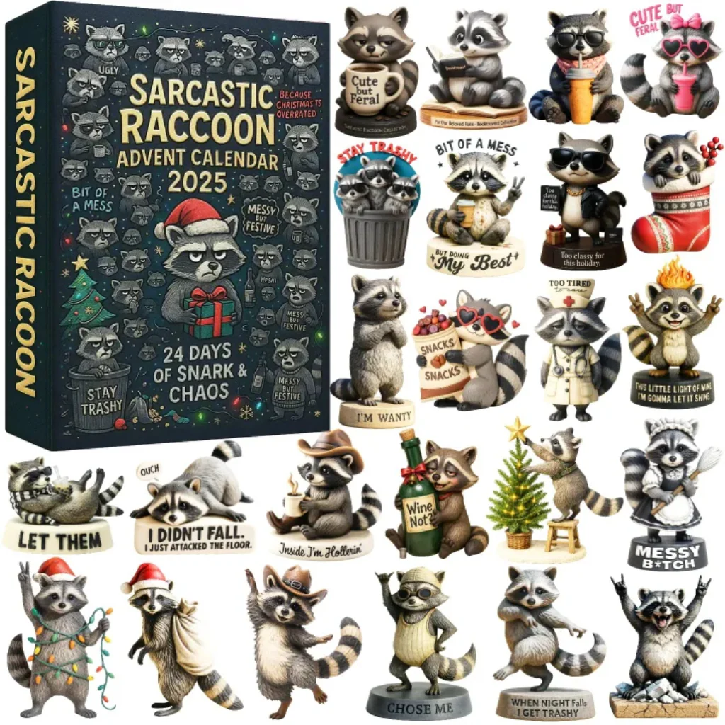 Sarcastic Raccoon Advent Calendar, 2025 Advent Calendar, Christmas Countdown Calendar