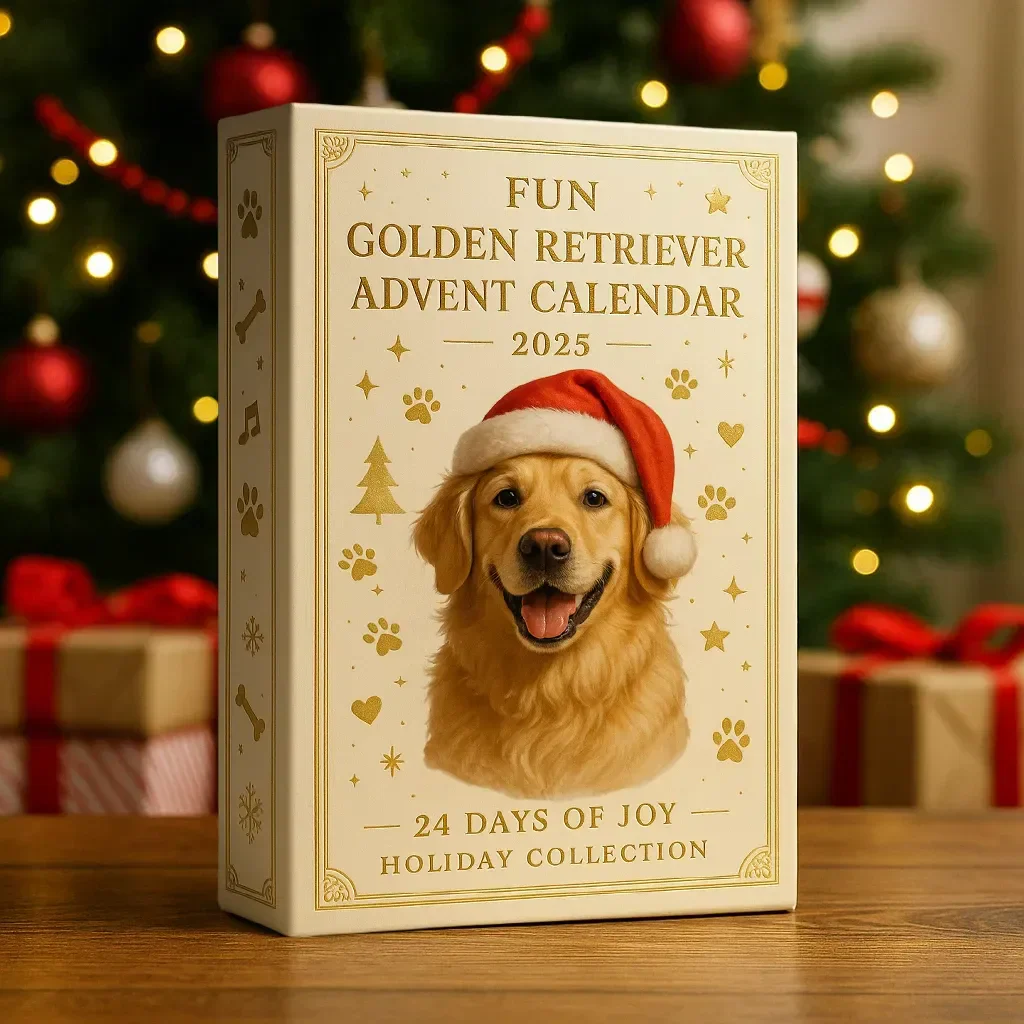 Fun Golden Retriever Advent Calendar 2025, Advent Ornaments, 2025 Advent Calendar, Christmas Advent Countdown Calendar