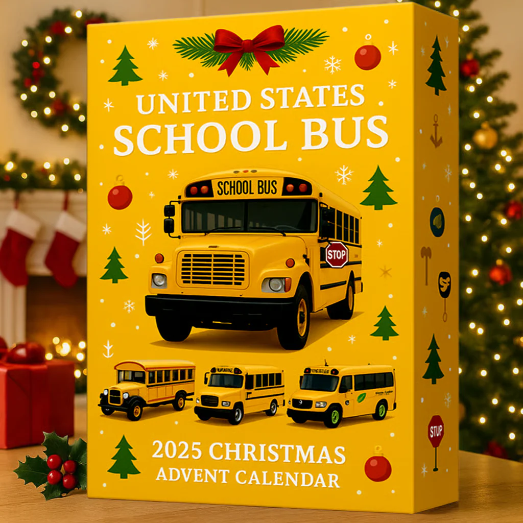 Yellow Ride Student Bus Ornament Advent Calendar, 2025 Advent Calendar, Christmas Countdown Calendar