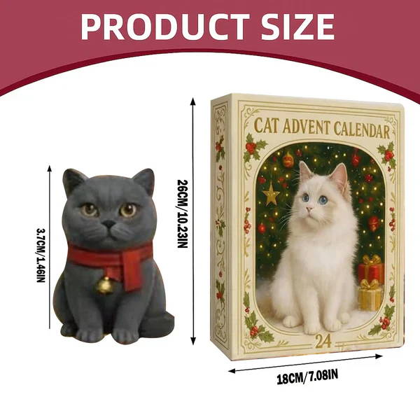 Cute Cat Figurines Ornament Advent Calendar, 2025 Advent Calendar, Christmas Countdow Calendar