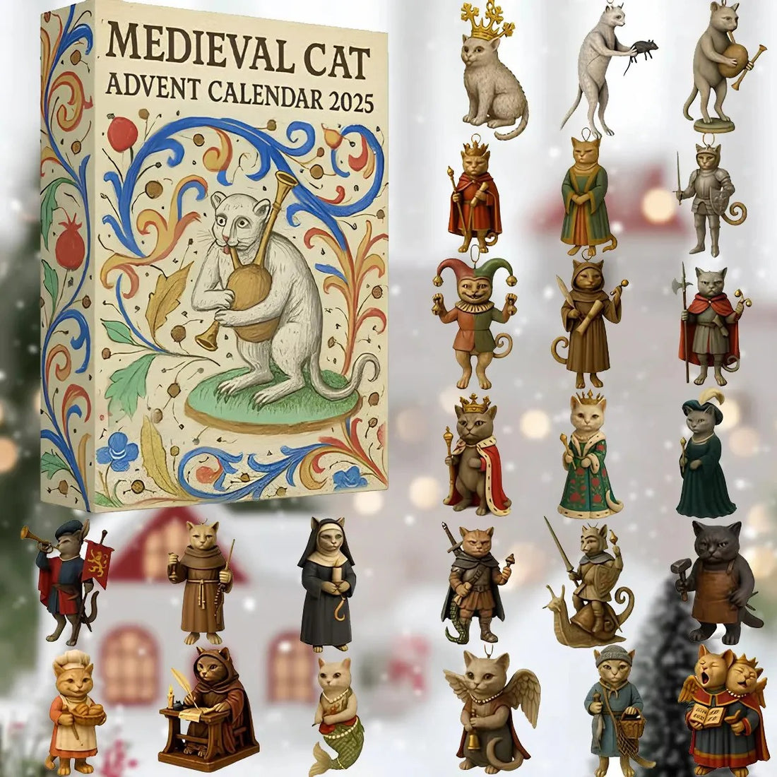 Medieval Cat Ornament Advent Calendar, 2025 Advent Calendar, Christmas Countdow Calendar