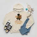 A begie hoodie showcasing the 