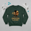 A forest green sweatshirt displaying the 