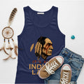A navy blue tank top with the 