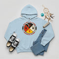 A light blue hoodie with the MMIW advocacy graphic, presented for social awareness.