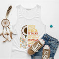 White Native America tank top showcasing dreamcatcher and inspirational text