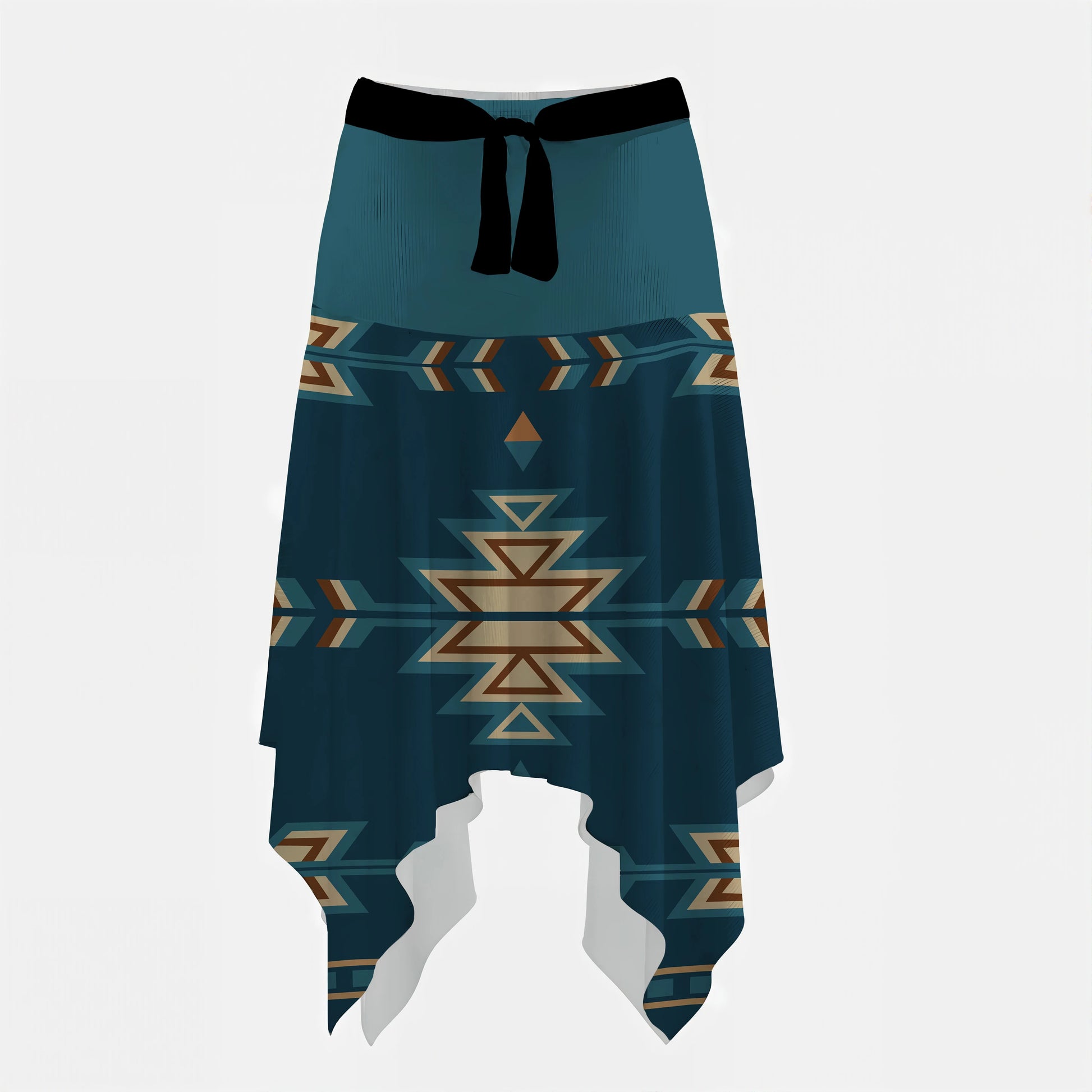Close-up of Navajo geometric pattern on Native American dress with tribal motifs