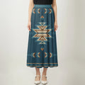 Front view of Native American Navajo geometric pattern skirt maxi featuring Southwestern tribal design