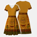  Southwestern-inspired dress with a sun and butterfly design, perfect for cultural gatherings or summer events.
