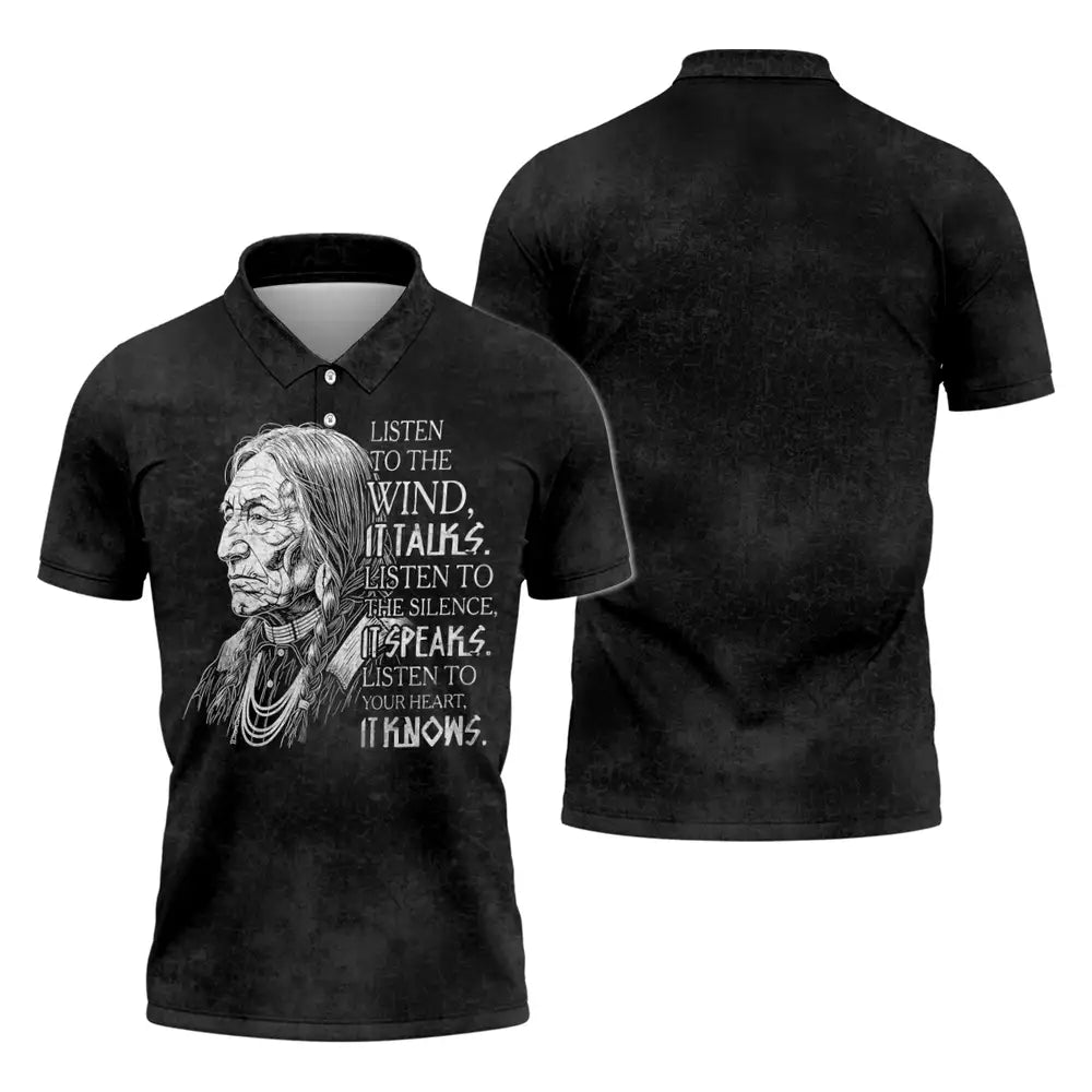 Listen to the Wind Quote Comfort Colors Disressed T-Shirt Elder Portrait for Nature Lovers