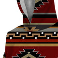 Close-up detail of the hood’s tribal stripe pattern and soft fleece texture on the Southwest Sunset Tribal Snug Hoodies.