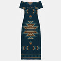 Side view of Southwestern tribal design dress showcasing Navajo geometric pattern
