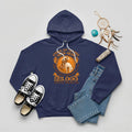 A navy blue hoodie with the 