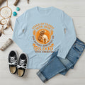 A light blue long-sleeve t-shirt featuring the 