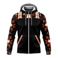 Front view of full-zip fleece jacket with tribal shoulder and sleeve designs